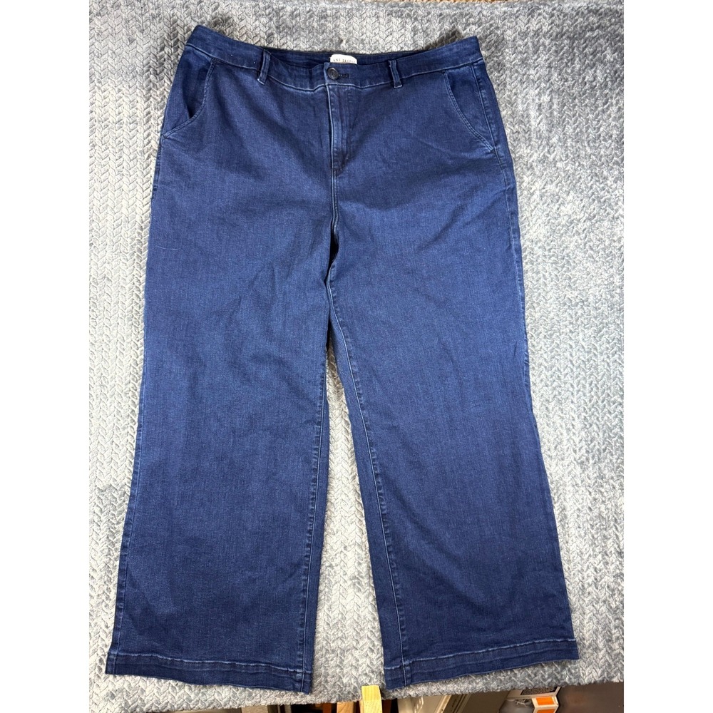 Lane Bryant Jeans Womens 24 Blue Stretch All Day Comfort Relaxed Fit Wide Leg